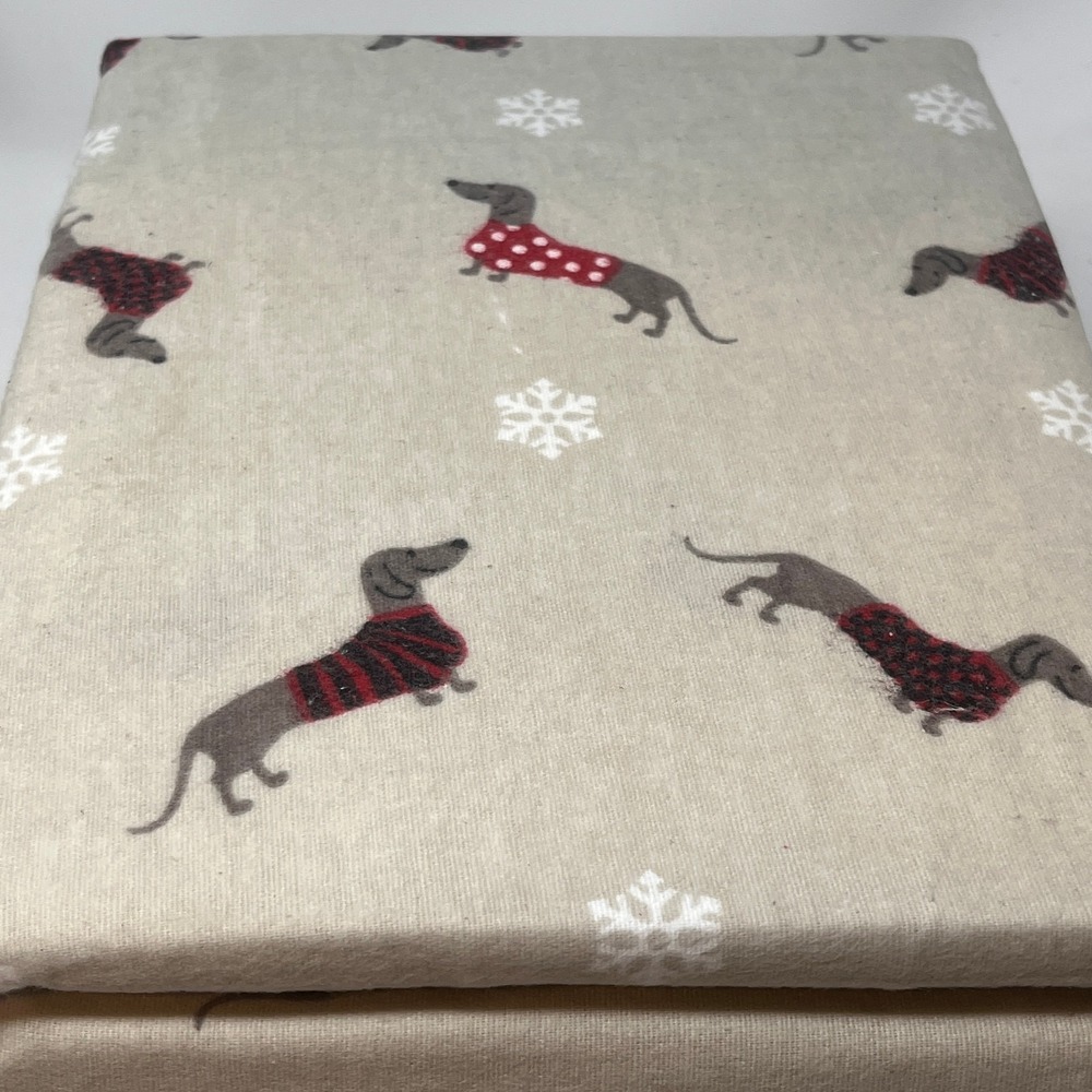 Modern Southern Home Dachshund Dog Sweater Twin Flannel Sheet Set Cotton NEW